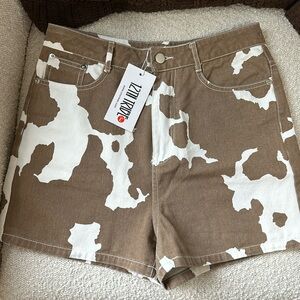 NWT Brown Cow Print Shorts